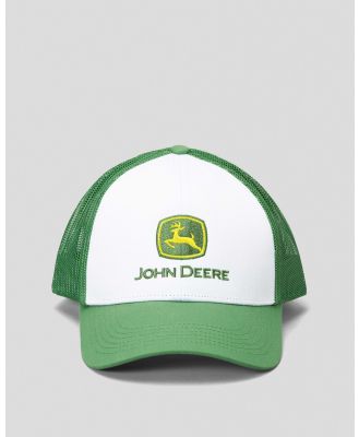 John Deere Men's 6 Panel Logo Mesh Cap in White