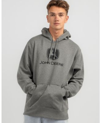 John Deere Men's Logo Fleece Hoodie in Grey