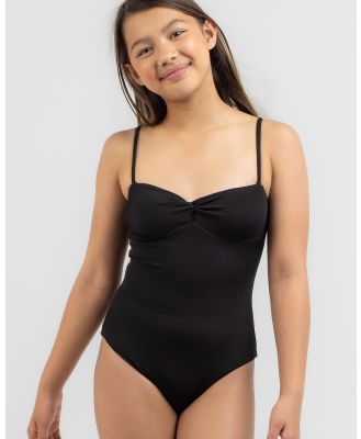 Kaiami Girls' Amara Twist Rib One Piece Swimsuit in Black