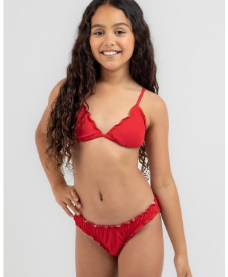 Kaiami Girls' Taylor Fluted Triangle Bikini Set in Red