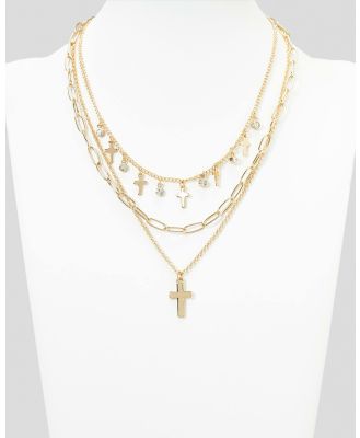 Karyn In LA Girl's Mini Cross Necklace Pack in Gold