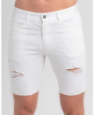 Kiss Chacey Men's Biker Denim Shorts in White