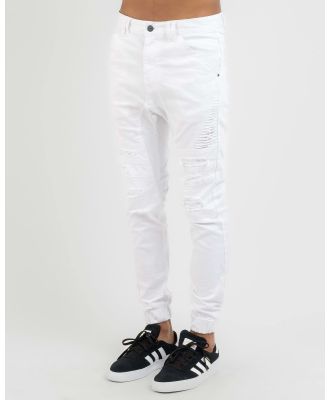 Kiss Chacey Men's Hydra Denim Jogger Pants in White