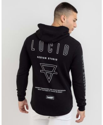 Lucid Men's Framework Hooded Waffle Long Sleeve T-Shirt in Black