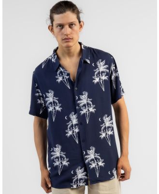 Lucid Men's Tropical Beach Short Sleeve Shirt in Navy