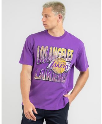 Mitchell & Ness Men's Los Angeles Lakers Incline Stack T-Shirt in Purple