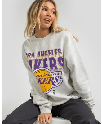 Mitchell & Ness Women's La Lakers Vintage 90's Block Blur Sweatshirt in White