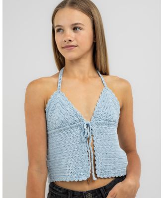 Mooloola Girls' Elsa Crochet Tie Up Cami Top in Blue