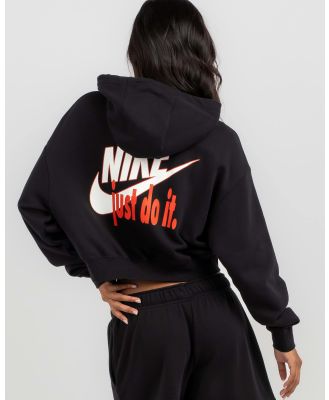 Nike Women's Club Fleece Mid Crop Hoodie in Black