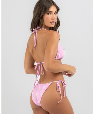 Playboy Women's Bunny Metallic Tie Side Bikini Bottom in Pink