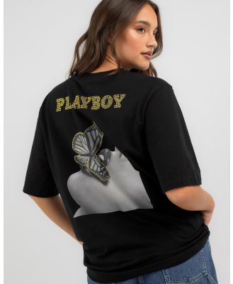 Playboy Women's Diamante` T-Shirt in Black