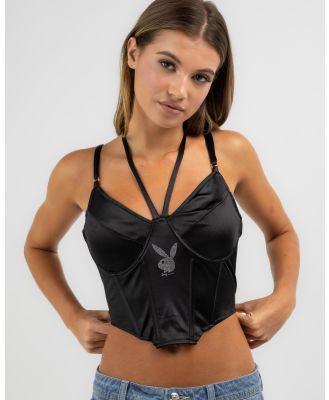 Playboy Women's Monochrome Corset Top in Black