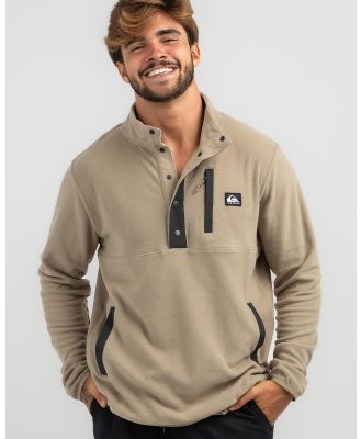 Quiksilver Men's No Destination 2 Half Snap Sweatshirt in Brown