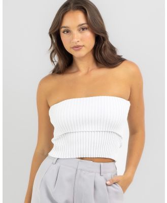 Red Berry Women's Whitney Rib Knit Tube Top in White