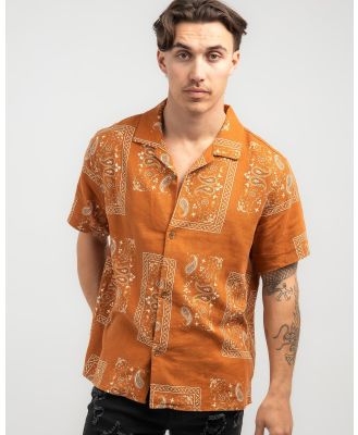 Rhythm Men's Border Short Sleeve Shirt in Brown