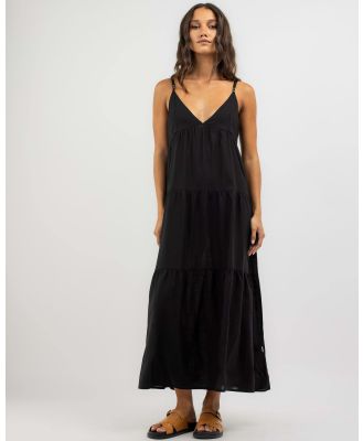Rhythm Women's Classic Tiered Midi Dress in Black