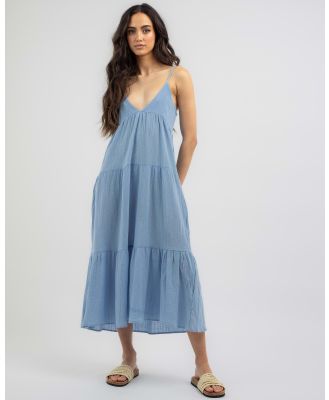 Rhythm Women's Cleo Tiered Midi Dress in Blue