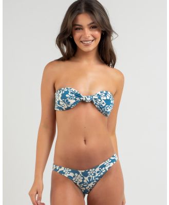 Rhythm Women's Drifter Floral Knotted Bandeau Bikini Top in Blue