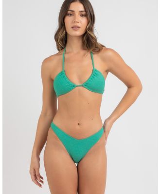 Rhythm Women's Glitter V Front High Cut Bikini Bottom in Green