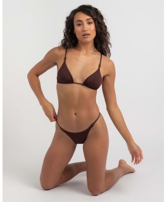 Rhythm Women's Ring Slide Triangle Bikini Top in Brown