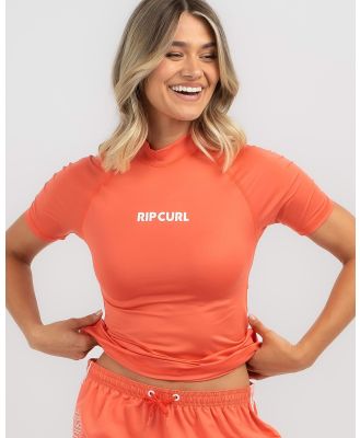 Rip Curl Women's Classic Surf Short Sleeve Upf Rash Vest in Coral