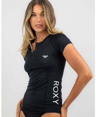 Roxy Women's New Essentials Cap Sleeve Rash Vest in Black