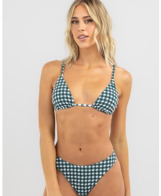 Roxy Women's The Plaid Pulse Tiki Triangle Bikini Top in Green
