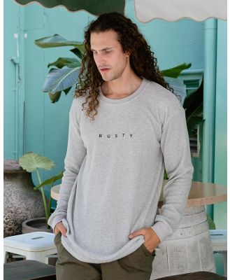 Rusty Men's Short Cut Waffle Long Sleeve T-Shirt in Grey