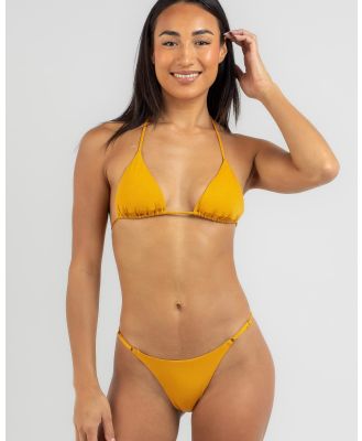 RVCA Women's Shiner Slide Triangle Bikini Top in Gold