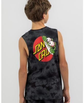 Santa Cruz Boys' Beware Dot Tie Dye Muscle Tank Top in Black