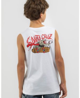Santa Cruz Boys' Bone Slasher Muscle Tank Top in White