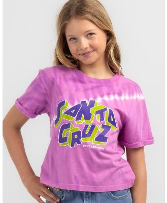 Santa Cruz Girls' Scattered Strip Front T-Shirt in Pink