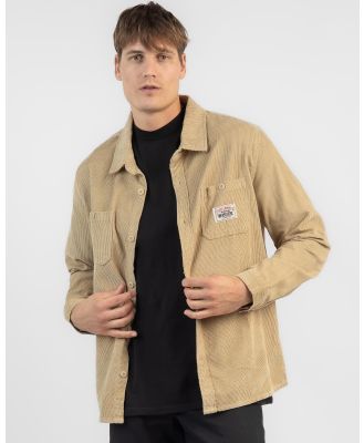Stussy Men's Cord Authentic Work Long Sleeve Shirt in Brown