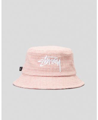 Stussy Women's Stock Houndstooth Bucket Hat in Pink