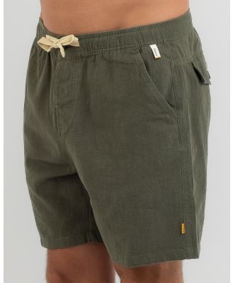 The Critical Slide Society Men's Cruiser Linen Walk Shorts in Green
