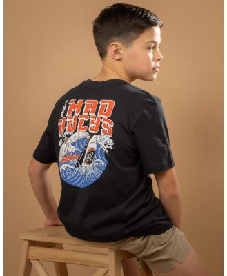The Mad Hueys Boys' Surfer Shark T-Shirt in Black