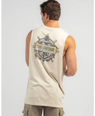 The Mad Hueys Men's Captain Wheel Muscle Tank Top in Grey