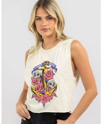 The Mad Hueys Women's Skulls And Roses Tank Top in Grey