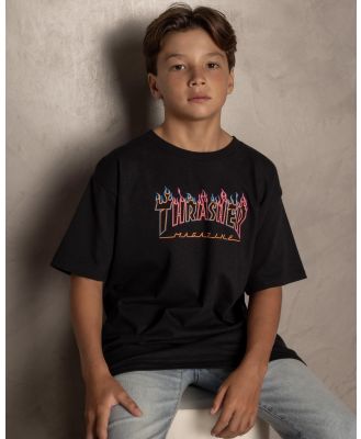 Thrasher Boy's Dbl Flame Neon T-Shirt in Black