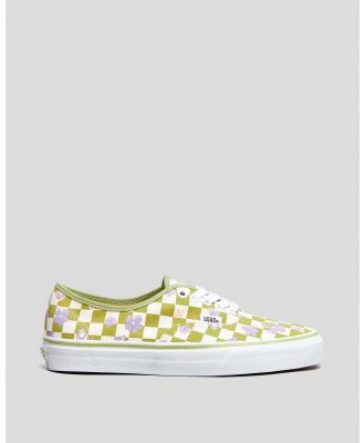 Vans Women's Authentic Floral Checkerboard Shoes in Green