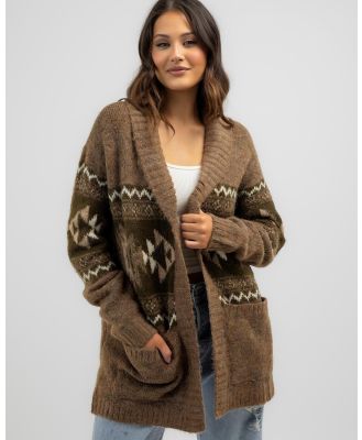 Volcom Women's Aw Peow Knit Cardigan in Brown