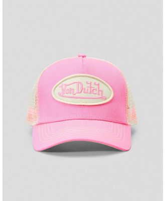 VON DUTCH Men's Pink Khaki Cream Trucker Cap