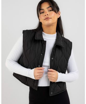 Winnie & Co Women's Carole Button Up Puffer Vest Top in Black