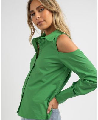 Winnie & Co Women's Cold Shoulder Shirt in Green
