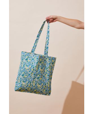 Cotton On Foundation - Foundation Kids Recycled Tote Bag - Blue & yellow floral