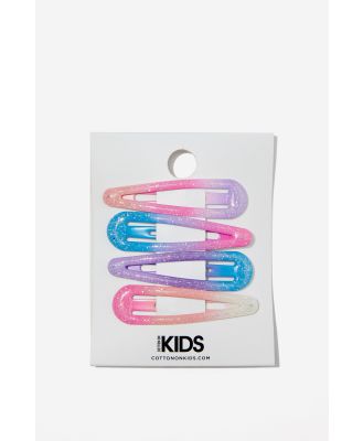 Cotton On Kids - 4 Pk Snap Clips - Pastel pink ombre classics