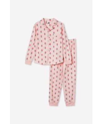 Cotton On Kids - Angeline Long Sleeve Pyjama Set - Crystal pink/spliced floral wood stamp