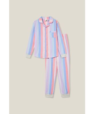 Cotton On Kids - Angeline Long Sleeve Pyjama Set - Zephyr/rainbow stripe