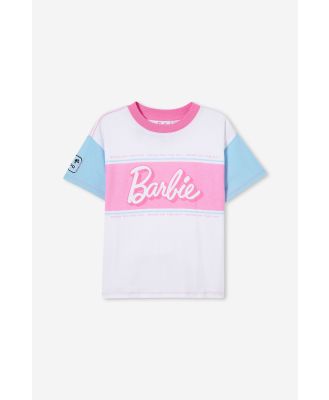 Cotton On Kids - Barbie Drop Shoulder Short Sleeve Tee - Lcn mat barbie racer/white