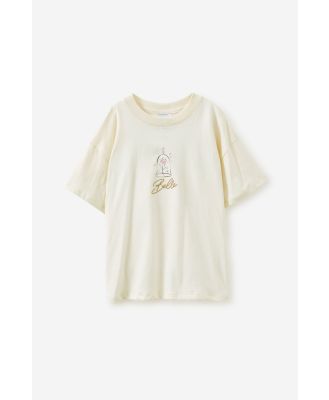 Cotton On Kids - Beauty & The Beast Drop Shoulder Short Sleeve Tee - Lcn dis belle ballerina/dark vanilla